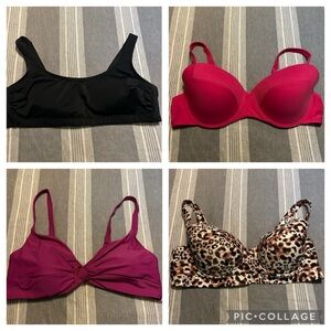 1 Black, 2 pink and 1 Leopard swim tops